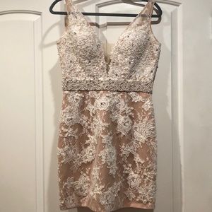 Sherri Hill Beaded Lace Prom Homecoming Mini Dress